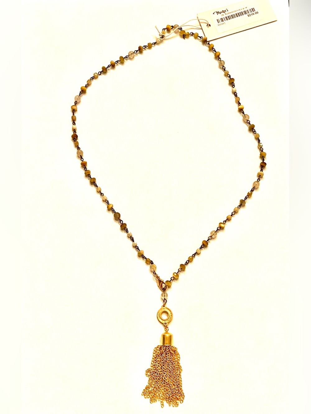 New Frenche KANDE Gold Beaded Tassel Necklace